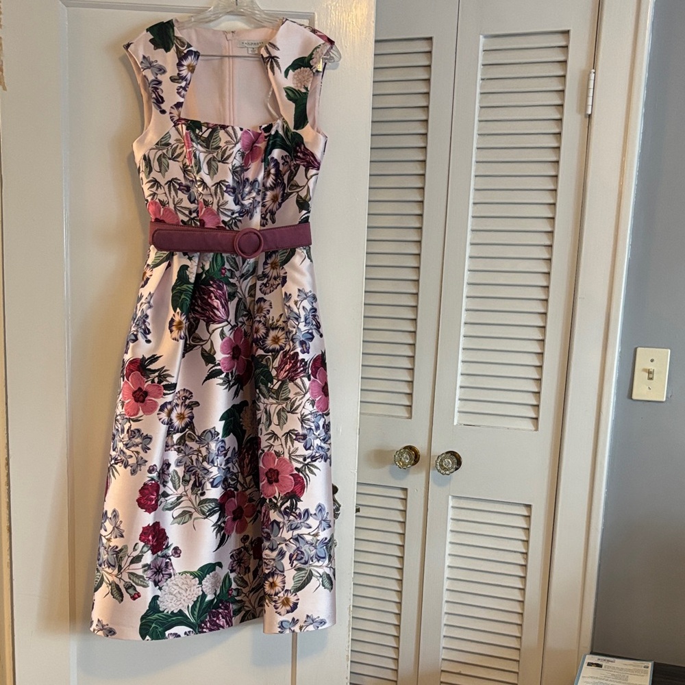 Kay Unger Floral Dress in Pink and Purple